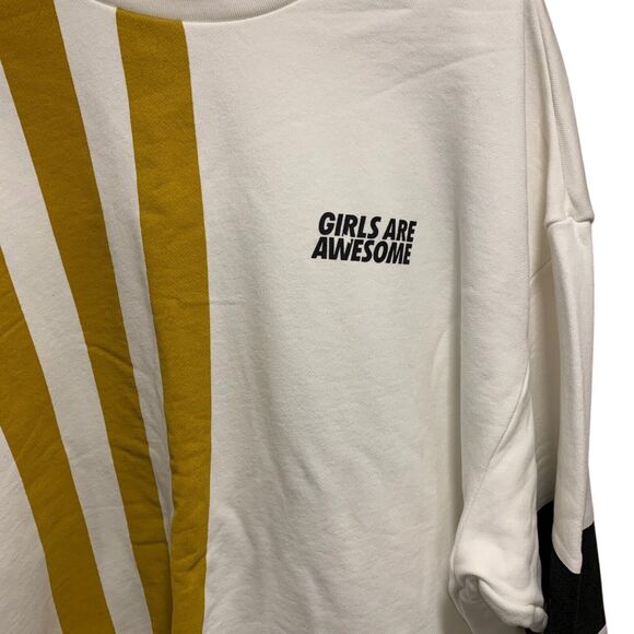 Adidas Womens "Girls are Awesome" Athletic Sweatshirt M Athleisure Oversized - Picture 2 of 6